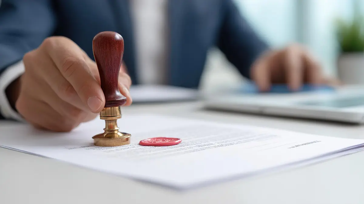 Rode wasstempel op document naast laptop voor apostille gemeente